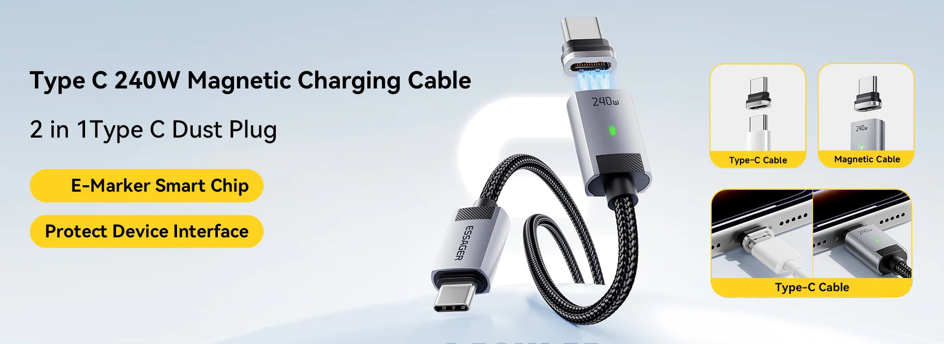 Essager 15W 3 in 1 Magnetic Wireless Charger With 96cm Retractable Type-C Cable For iPhone 16 15 14 13 Pro Max Airpods Watches