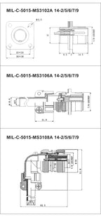 MIL STD Circular Connector MS3102A 14S-2 14S-5 14S-6 MIL-C 5015 Military Specification Connectors MS3106 MS3108 Plug&Socket