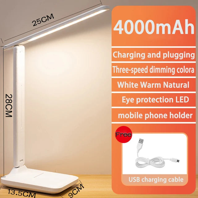 Chargeable Folding table lamp eye protection touch dimmable LED lamp bedroom reading USB rechargeable table lamp 2026