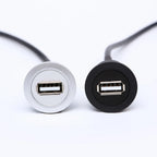 22mm Hole Install USB Connector/Socket FEMALE A - MALE A With Extend Cable(60cm,150cm)