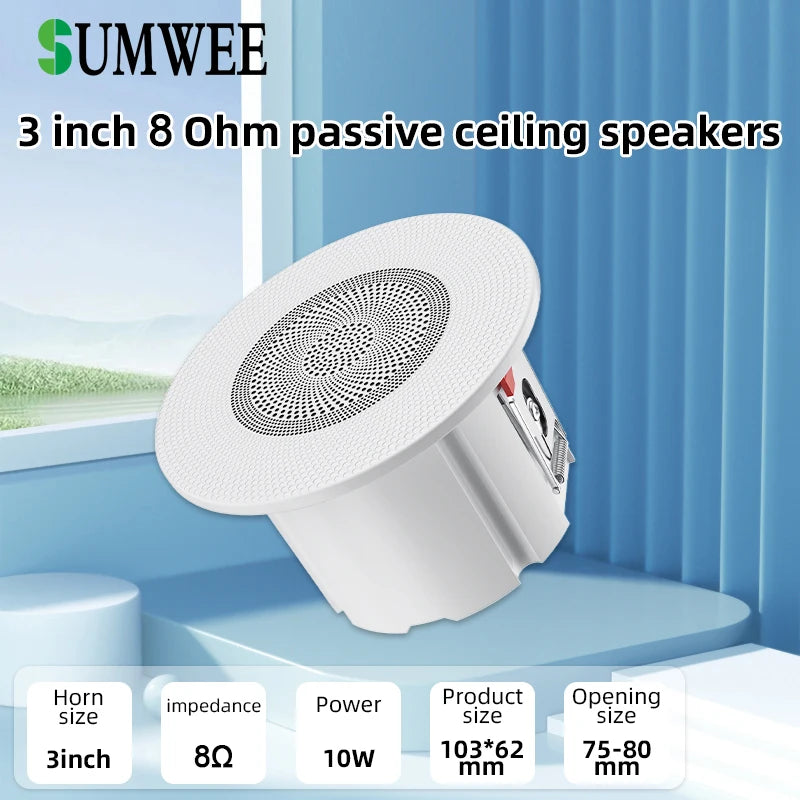 3 Inch Passive Ceiling Speakers 8 Ohm Home Theater Background Music Stereo Sound Embedded Audio System For Kitchen Living Room