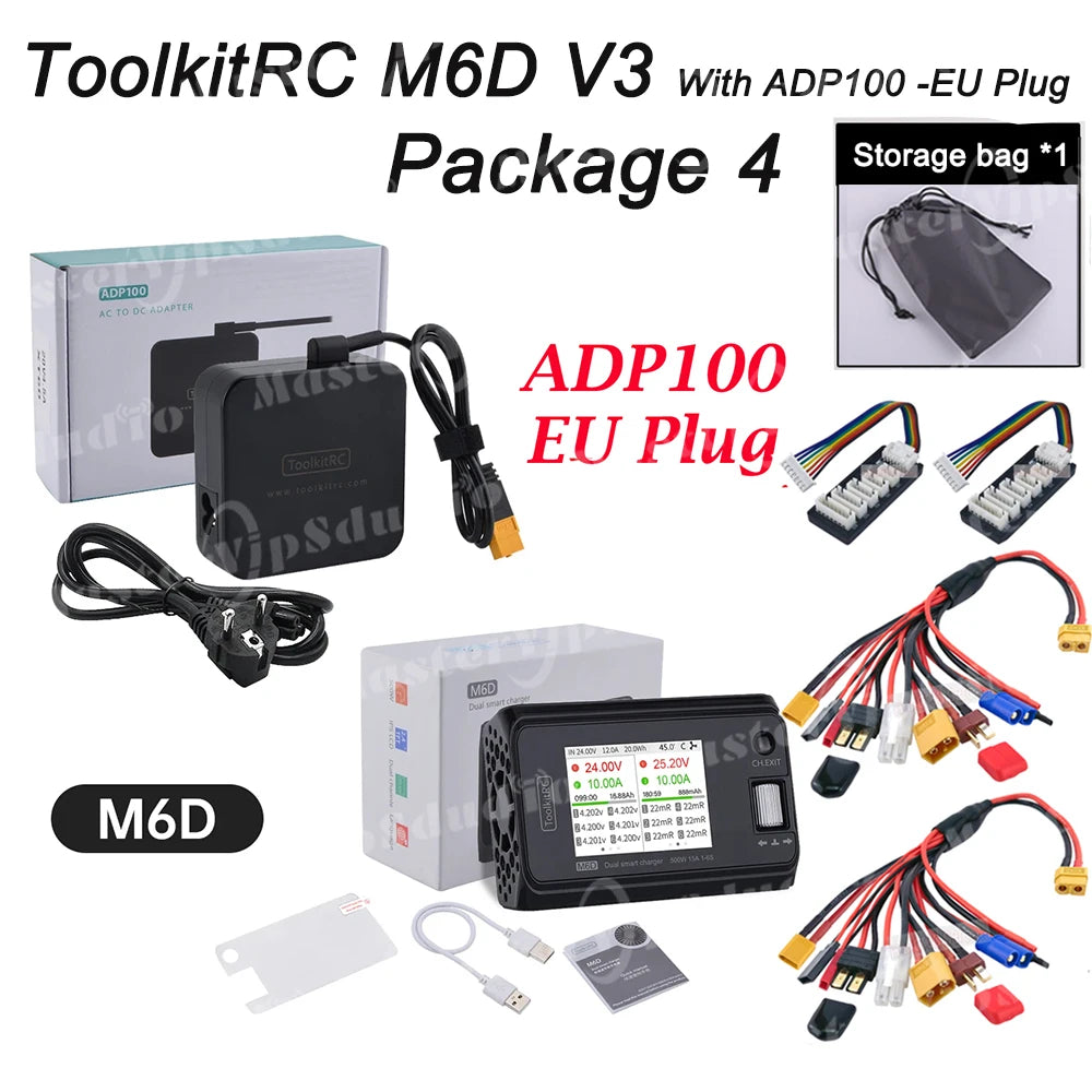ToolkitRC M6D V3 500W 15A DC Dual Channel Smart Charger Discharger For 1-6S  LiPo LiHV LiFe Lilon Battery FPV Drone