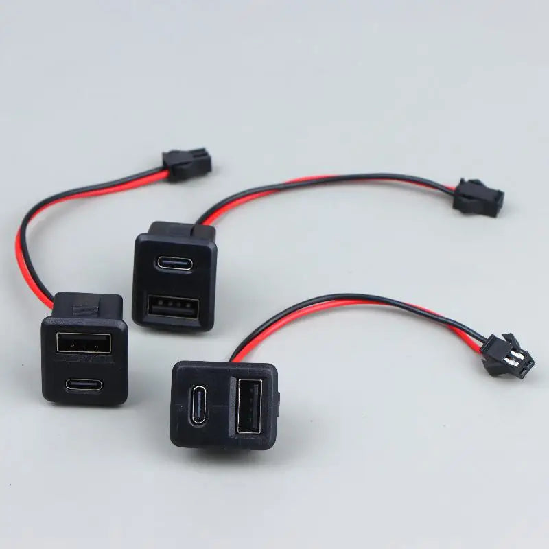 1/2/5Pcs Double Layer USB Female Base Type-C Socket With Cable Connector Female USB Lamp Charging Power Socket For Electronics