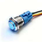 12/16/19/22mm Metal Push Button IP66 Waterproof Self Reset Latching Red LED 1NO1NC Plug Terminal 5V 12V 220V Control Switch Blue
