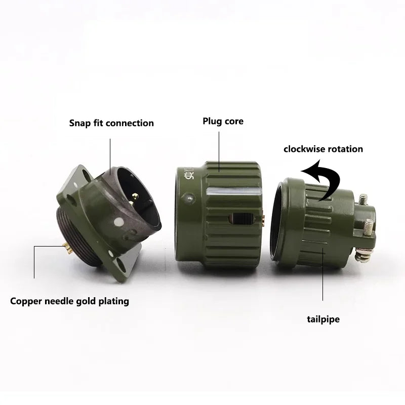 Y21M Series Fast Buckle Aviation Fixed Type Industrie Connector Plug Socket Male Female  2/3/4/5/7/10/14/16 Pin Army Green