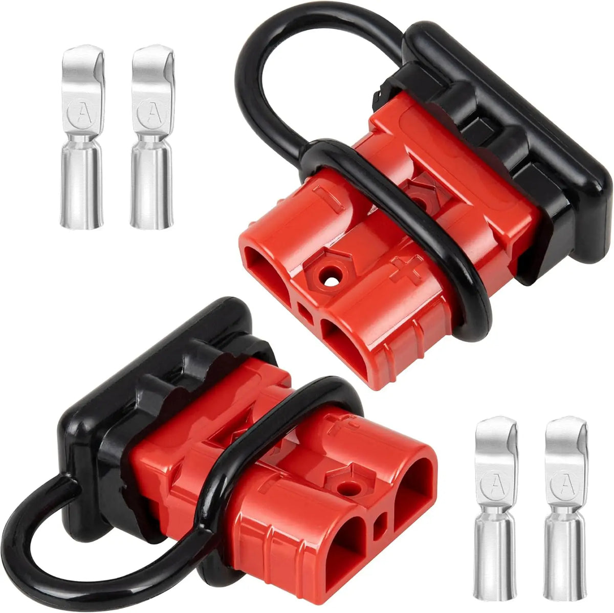 2PCS 50A Battery Quick Connector 6-12 AWG Jumper Cable Plug Flame-Retardant Anderson Plug Outdoor Power Disconnect (Red & Grey)