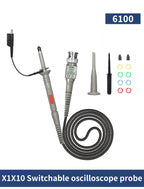 Hantek Oscilloscope Probe P6100 100MHz X1 150V X10 300V RMS 600V DC + AC Peak Applicable BNC Hantek FNIRSI Tektronix RIGOL