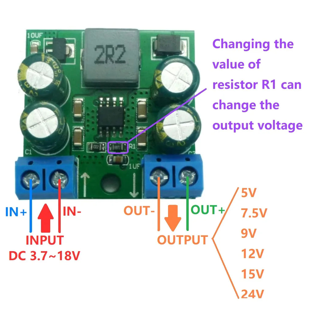 60W DC 3.7-20V to 5V 7.5V 9V 12V 15V 24V Step-Up Boost DC-DC Converter Module for Motor PLC LED PTZ