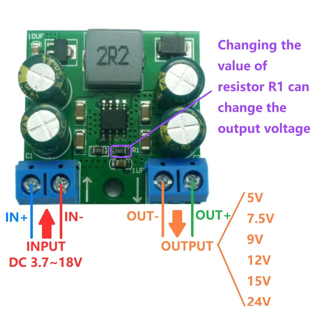 60W DC 3.7-20V to 5V 7.5V 9V 12V 15V 24V Step-Up Boost DC-DC Converter Module for Motor PLC LED PTZ