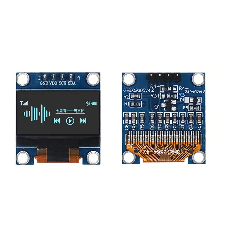 0.96 Inch OLED Display Module I2C IIC SPI Serial 128X64 SSD1306 LCD 3.3-5V 4 Pin White/Blue/Yellow Blue for Arduino XCW