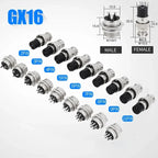 5/10/20Set GX12 GX16 GX20 Aviation Plug Sockets 2 3 4 5 6 7 8 9 10 12 14 15 Pin Male Female Electric Cables Circular Connector