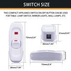 1/2/4pcs Inline Cord Switch Black white AC 250V 10A Heavy Duty Thru Switch On Off Lamp Bulb Wall Line Button Control Switch