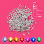 SAMIROB 60/100Pcs 3mm LED Diode Kit F3 Schottky Assorted Diode Red White Green Blue Yellow Orange Pink Purple Warm White for DIY