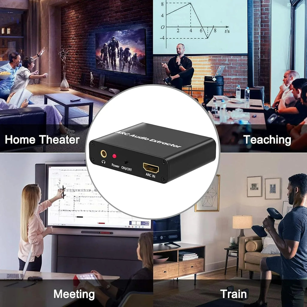 192KHz ARC Audio Extractor HDMI-compatible ARC to Optical Coaxial RCA 3.5mm Jack Converter for HDTV Speaker Soundbar Headphone