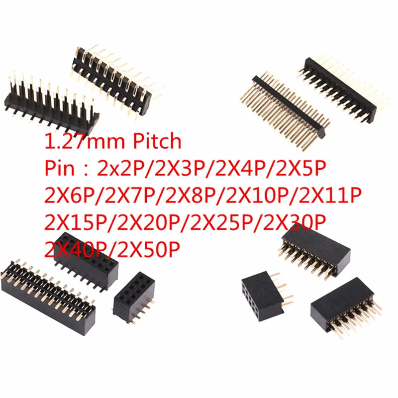 10Pcs/Lot  1.27mm Pitch 2x2P-50Pin Double Row Male Female Pin Header PCB Board Connector 1.27 mm Pinheader Socket SMD SMT