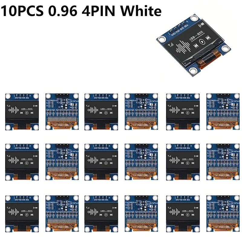 1-10PCS 0.96 Inch OLED Display Module I2C IIC SPI Serial 128X64 SSD1306 LCD 3.3-5V 4 Pin White/Blue/Yellow Blue for Arduino