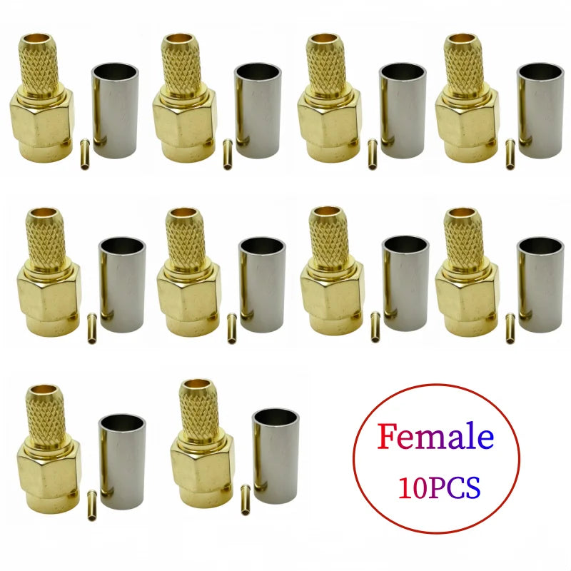 10pcs/lot SMA Male Plug SMA Female RP SMA Male Female Connector Crimp for RG58 LMR195 RG142 RG400