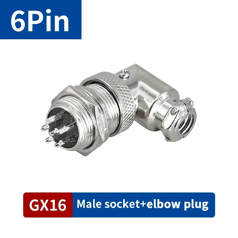 5/10 Sets GX16 2/3/4/5/6/7/8/9 Pin Aviation Connector Male Female 90 Degree Right Angle M16 Circular Cable Plug Socket