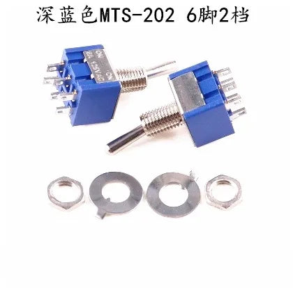 5PCS Blue Mini MTS-102 3-Pin SPDT ON-ON 6A 125VAC Miniature Toggle Switches MTS-103 MTS-202 MTS-203 6PIN ON-OFF-ON
