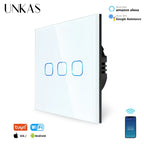 Smart Switches 1/2/3 Gang Wifi Touch Light Wall Sensor Switch Works with Tuya Control Smart Life Google Alexa Alice Yandex