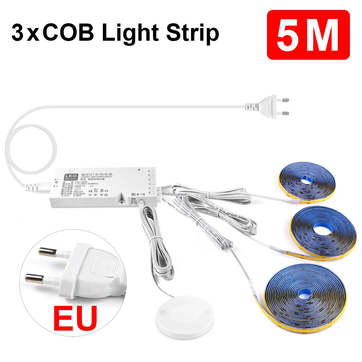 Smart Penetrable Wood COB LED Strip Touch Sensor Light 320Leds/m Warm/Neutral White Parallel Lights Kitchen Backlight Lighting