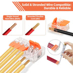 90 PCS Lever Wire Connector Kit Transparent Compact Splicing Push-in 2/3/5 Conductor Electrical Connectors for Easy Wiring