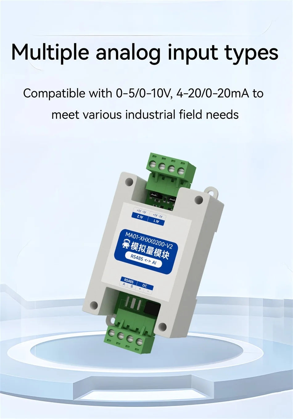 ModBus RTU Serial IO 1/2/4/6/8/10/12-Channel Analog Input Module RS485 CDSENET MA01-XHXX Rail Installation 8~28VDC Watchdog