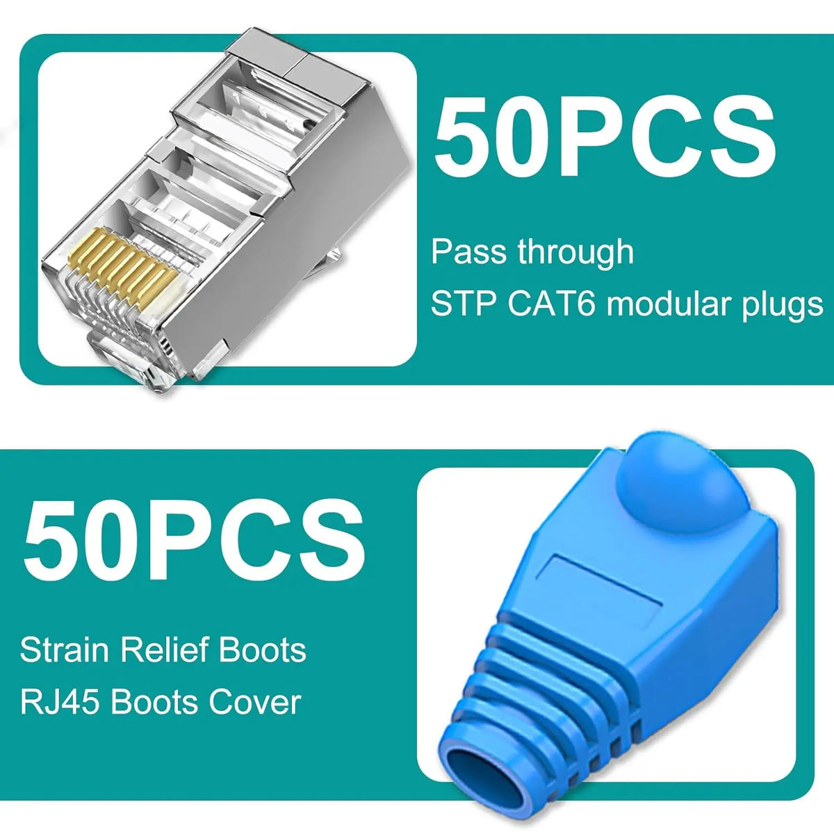 Ethernet Cable Connector Plug Cover RJ45 Cat6 Cat5e Connectors Ethernet Pass Through Plugs Protective Sleeve Cable Protectors