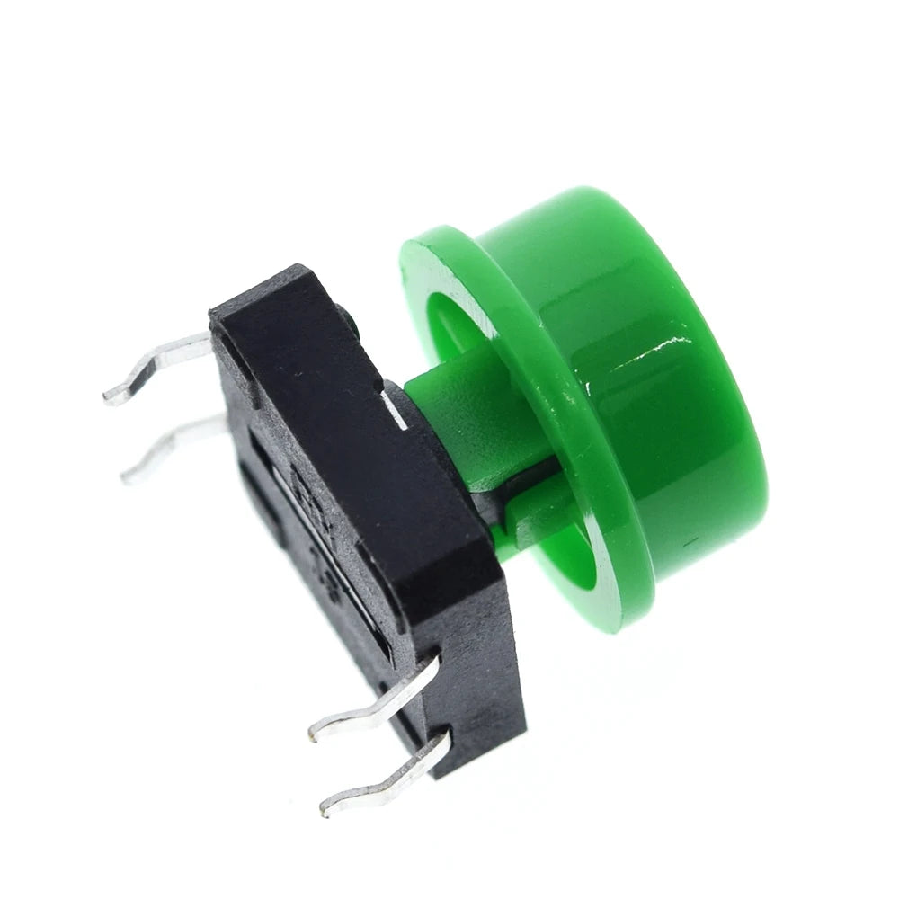 TZT 25PCS Tactile Push Button Switch Momentary 12*12*7.3MM Micro switch button + 25PCS Tact Cap(5 colors) for Arduino Switch