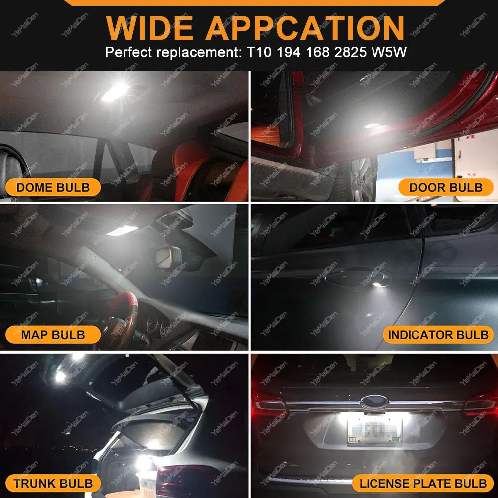 2/4/10/20 PCS CANBUS T10 W5W LED Bulb For Car Interior Dome Trunk License Plate Wedge Side Lights 12V 24V 4014-26SMD 6500K White