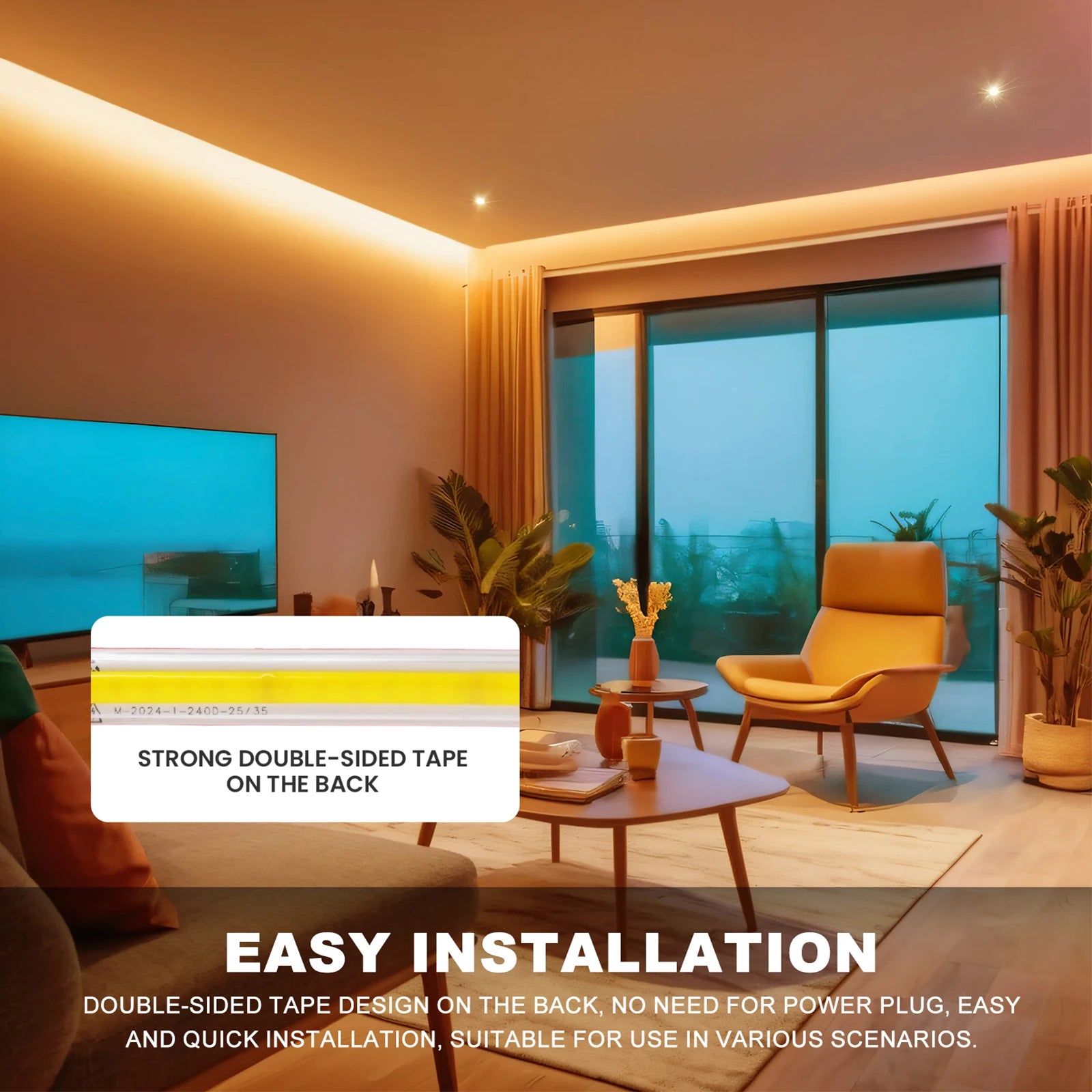 220V Self-adhesive LED Strip 10cm Cuttable Waterproof COB LED Strip No Need Driver Flexible Tape for Kitchen Home Garden Decor
