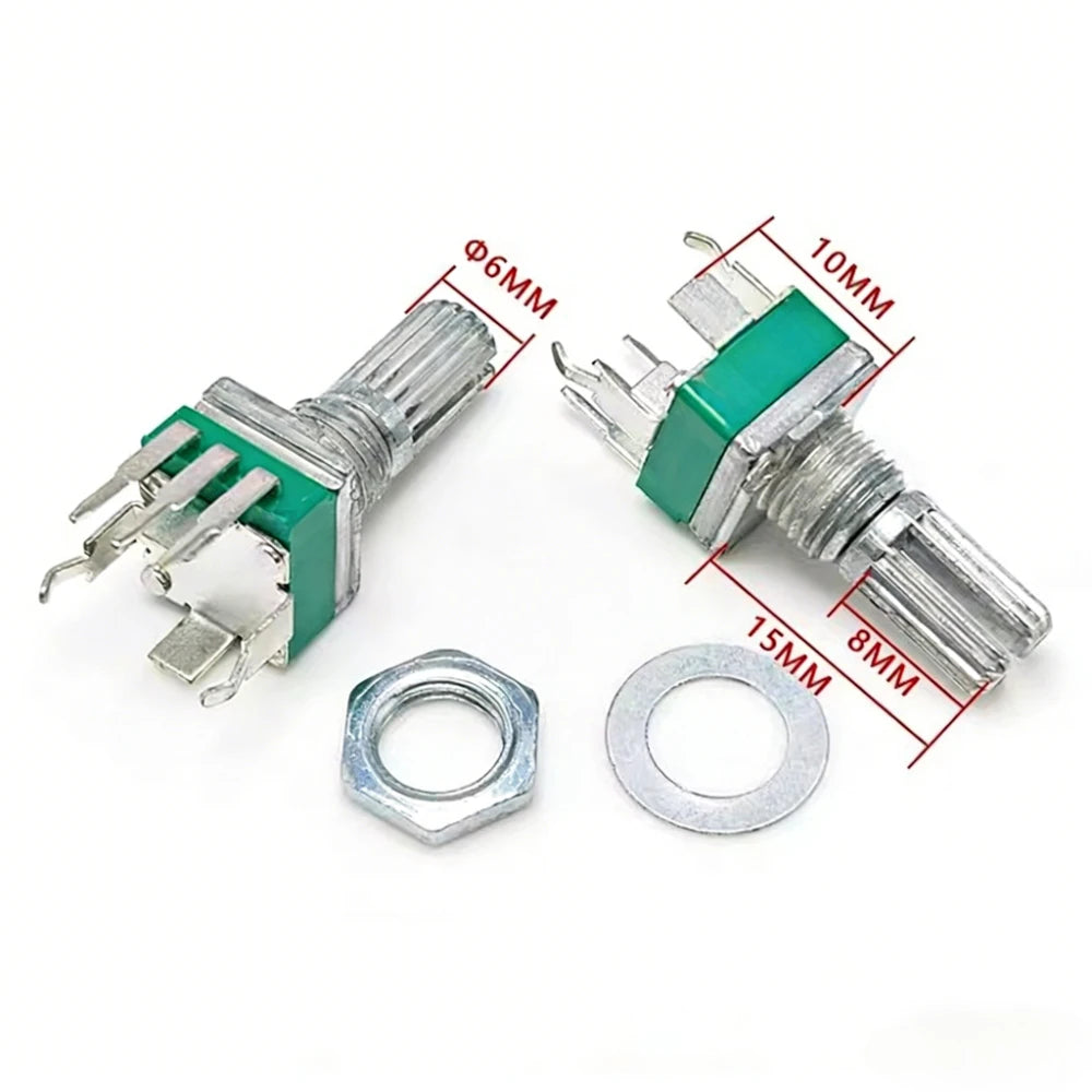 20PCS RK097 Potentiometer Vertical Single Link  B2K 5K 10K 20K 50K 100K 500K 1M Ohm 15mm Gearless 3Pin