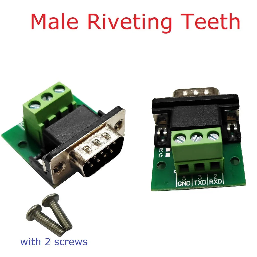 RS232 RS422 RS485 Riveted Socket Nuts DB9 DR9 DE9 Female Male Adapter to 3Pin Signal Terminal Breakout Board