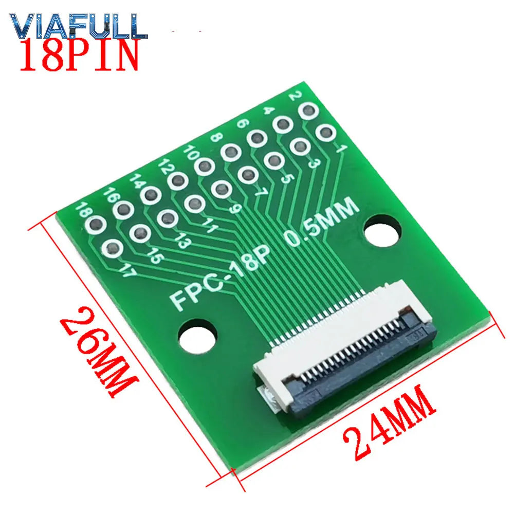 FC/FPC 6-80P to 2.54mm DIP Adapter Board 0.5mm Pitch Flexible Flat Cable Breakout PCB Soldered FR4 Double-Sided Converter Module