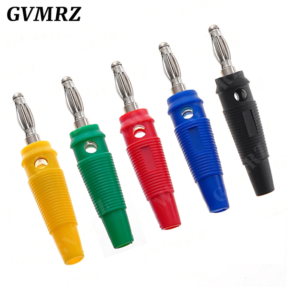 5PCS 4MM Banana Plugs Connector Solderless Video Musical Speaker Stackable Cable Wire Pin Banana Plug Connectors Red Black Blue