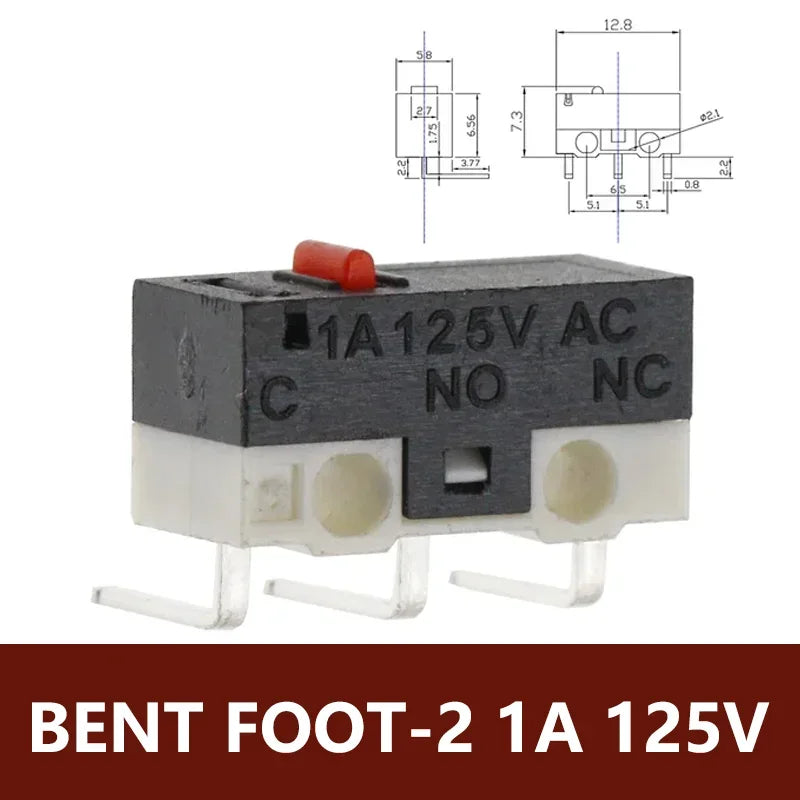 20PCS 3Pins 1A 125V Mini Micro Limit Switch Terminals SPDT Roller Arc Lever Snap Action Push Micro Mouse Switches C NO NC PCB