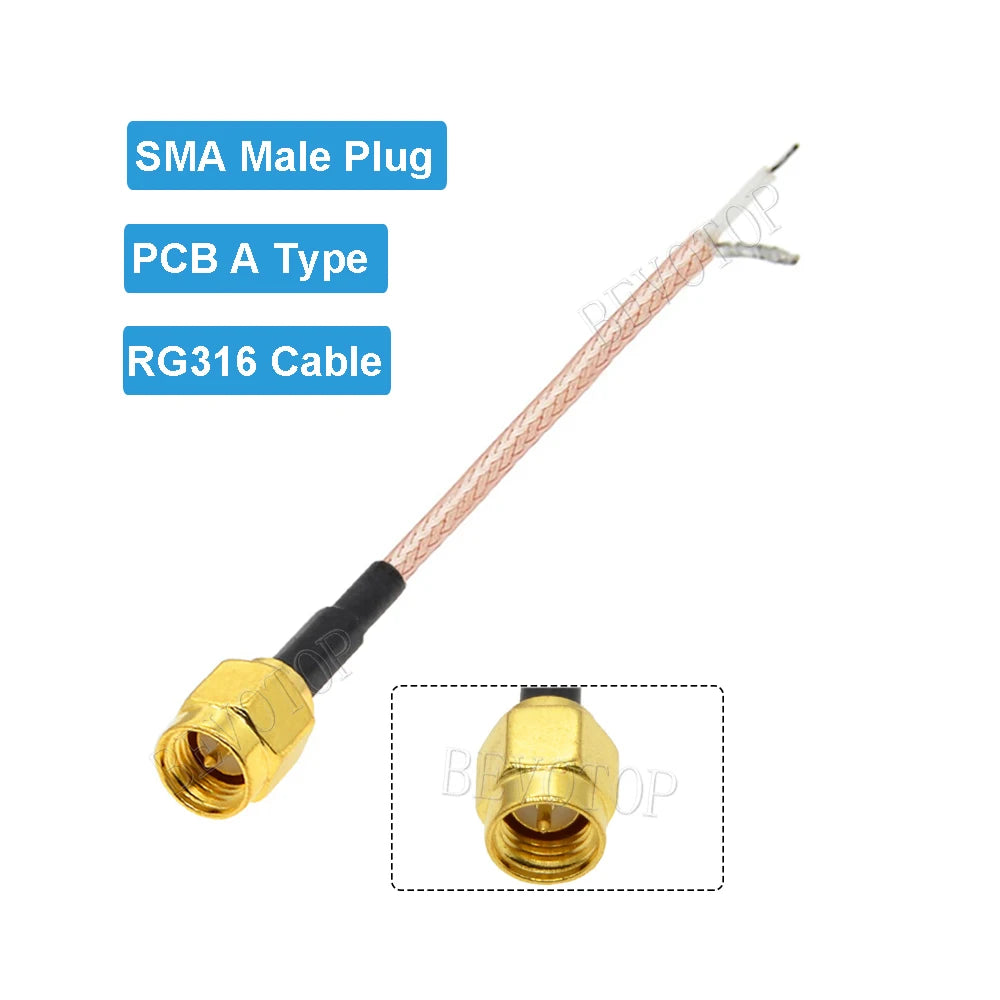 10PCS Single End SMA Female to PCB Soldering Pigtail RG316 Cable WIFI Wireless Router GPS GPRS Low Loss Jackplug Wire Connector
