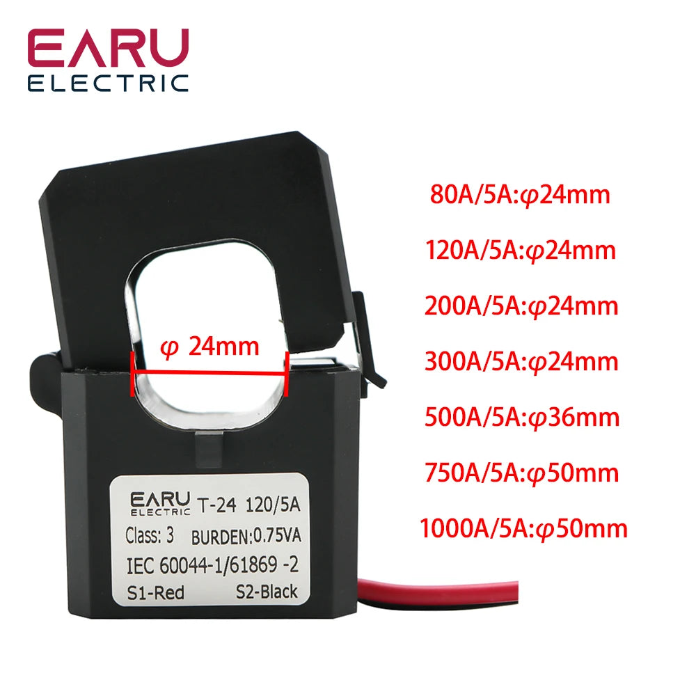 EARU Openable Split Core Type Current Transformer CT Clamp Sensor 5A Secondary Output Current High Accuracy Frequency 80A-1000A