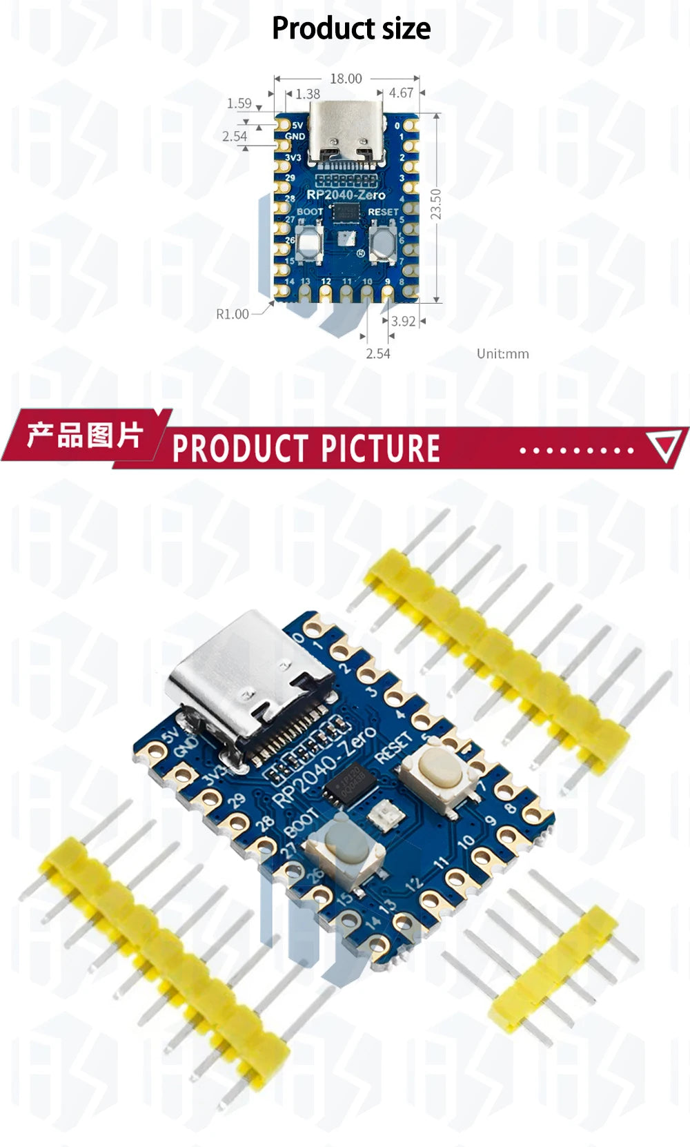 1~20PCS RP2040-Zero For Raspberry Pi Microcontroller PICO Development Board Module Dual-core Cortex M0+ Processor 2MB Flash