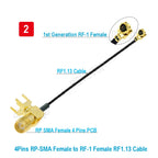 10PCS SMA to IPX RF1.13 Cable 4Pin PCB RP SMA/SMA Female to u.FL IPX-1 Female Connector RF1.13 WIFI Antenna Extension Jumper