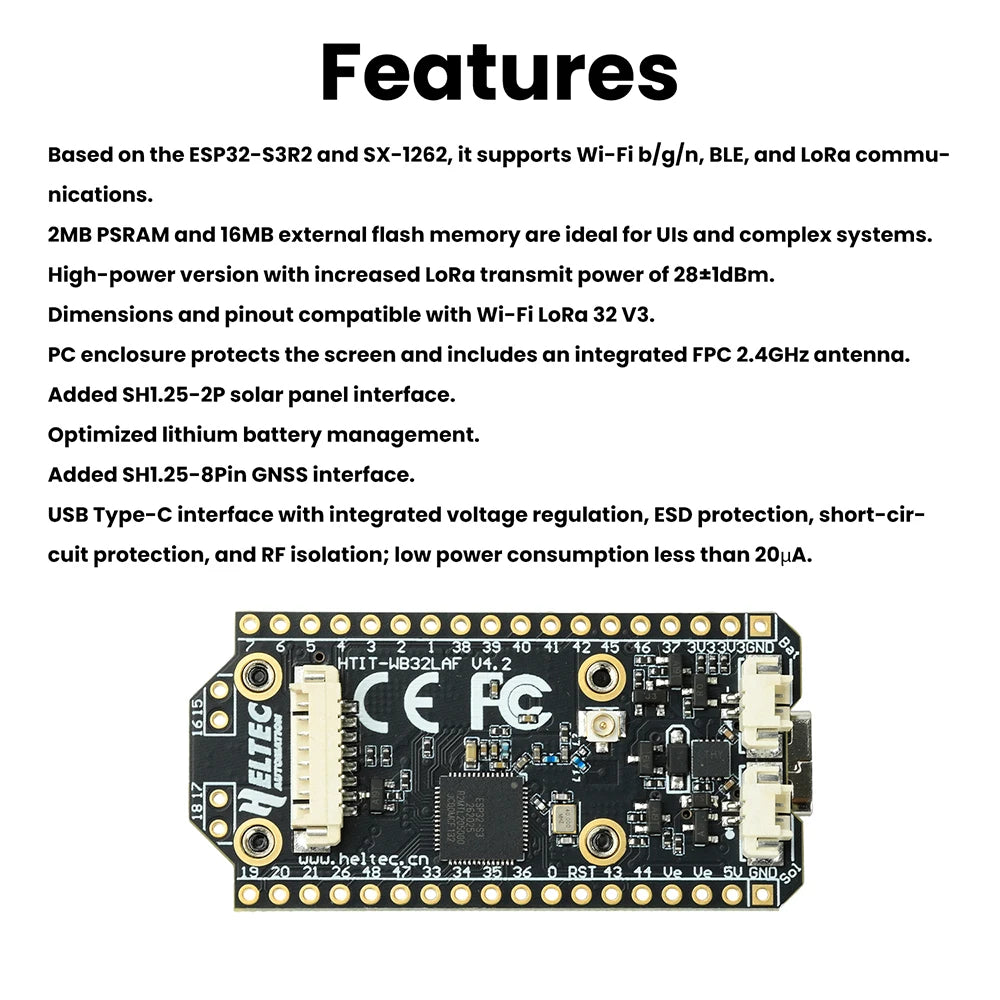 Heltec V4 ESP32 Development Board Upgraded ESP32-S3 SX1262 LoRa Module WiFi Bluetooth 2MB with 915MHz Antenna for Meshtastic