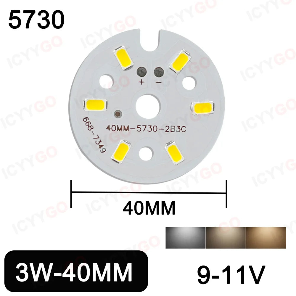 3W 5W LED PCB Board Soldering Wire Plug Wire 32MM 40MM 50MM Bulb Light Source 5730 SMD Light Board, DIY Aluminum PCB