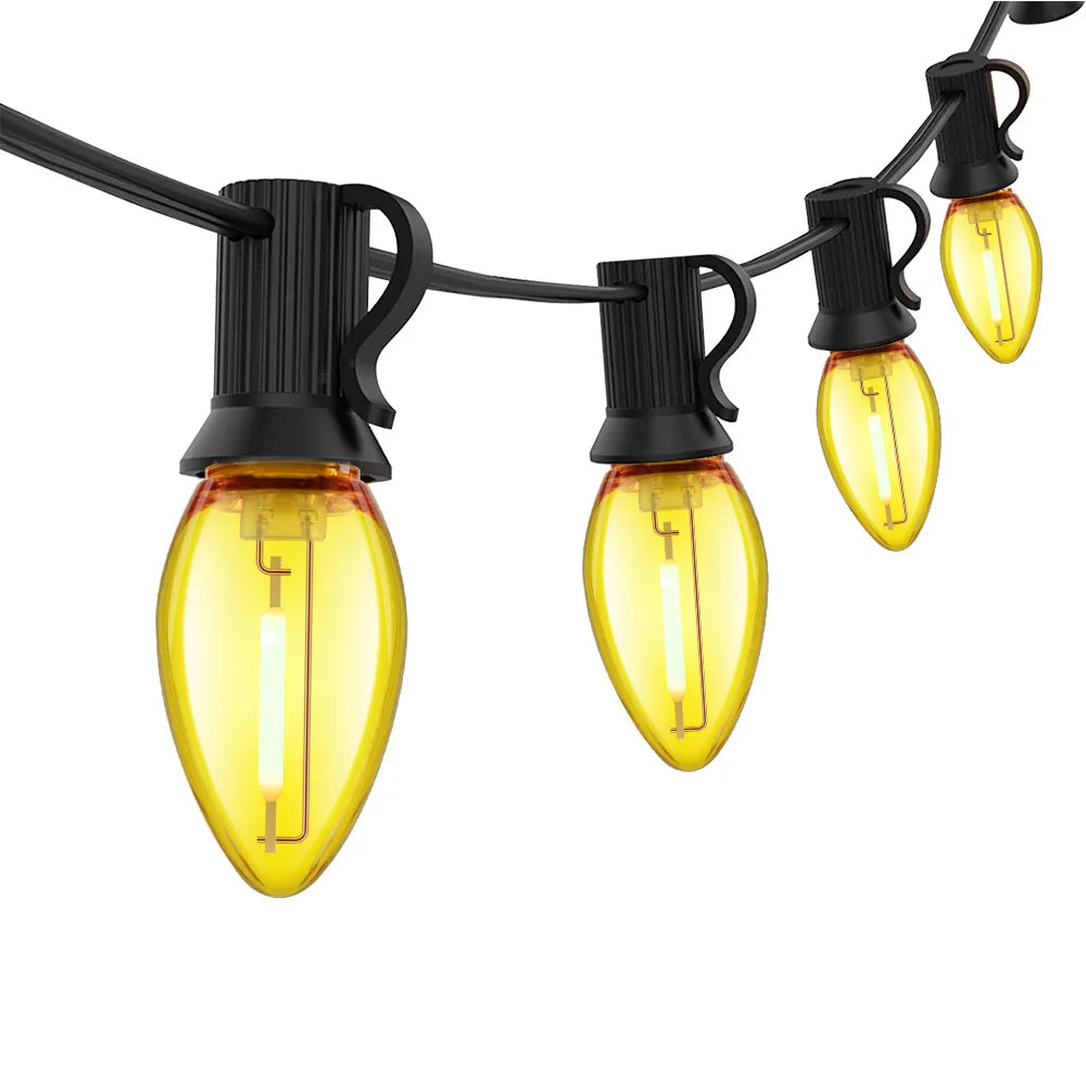 Colorful Outdoor String Lights C7 Shatterproof Replacement Bulbs 1W E12 Base RGB Waterproof Garland for Party Garden Decorations