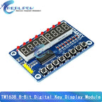 TM1638 / TM1637 4 Bits / MAX7219 8 bit Digital LED Display Module 7 Segment 0.36Inch Clock RED Anode Tube Four Serial Driver