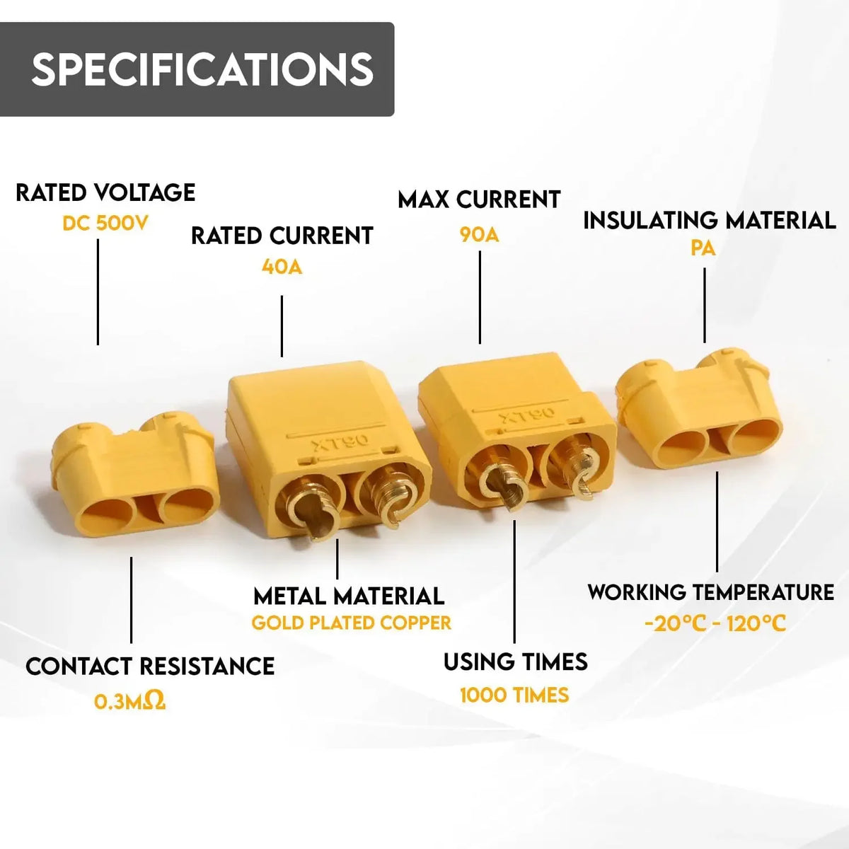 XT90 Connector, XT-90 Male Female Bullet Connectors, XT90 Battery Connector for RC Lipo Battery Motor, ESC