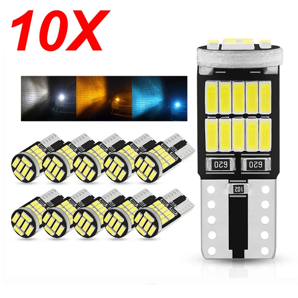 10pcs T10 W5W 194 501 Led Canbus No Error Car Interior Light T10 26 SMD 4014 Chip Pure White Instrument Lights Bulb Lamp 12V