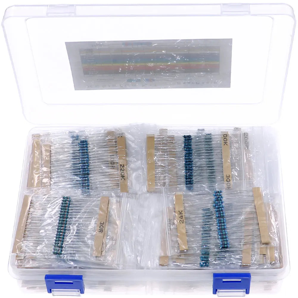 2600pcs 130Value 1/4W 0.25W 1% Metal Film Resistors Assorted Kit Resistors Assortment Kits Sample Pack With PE bags Each 20pcs