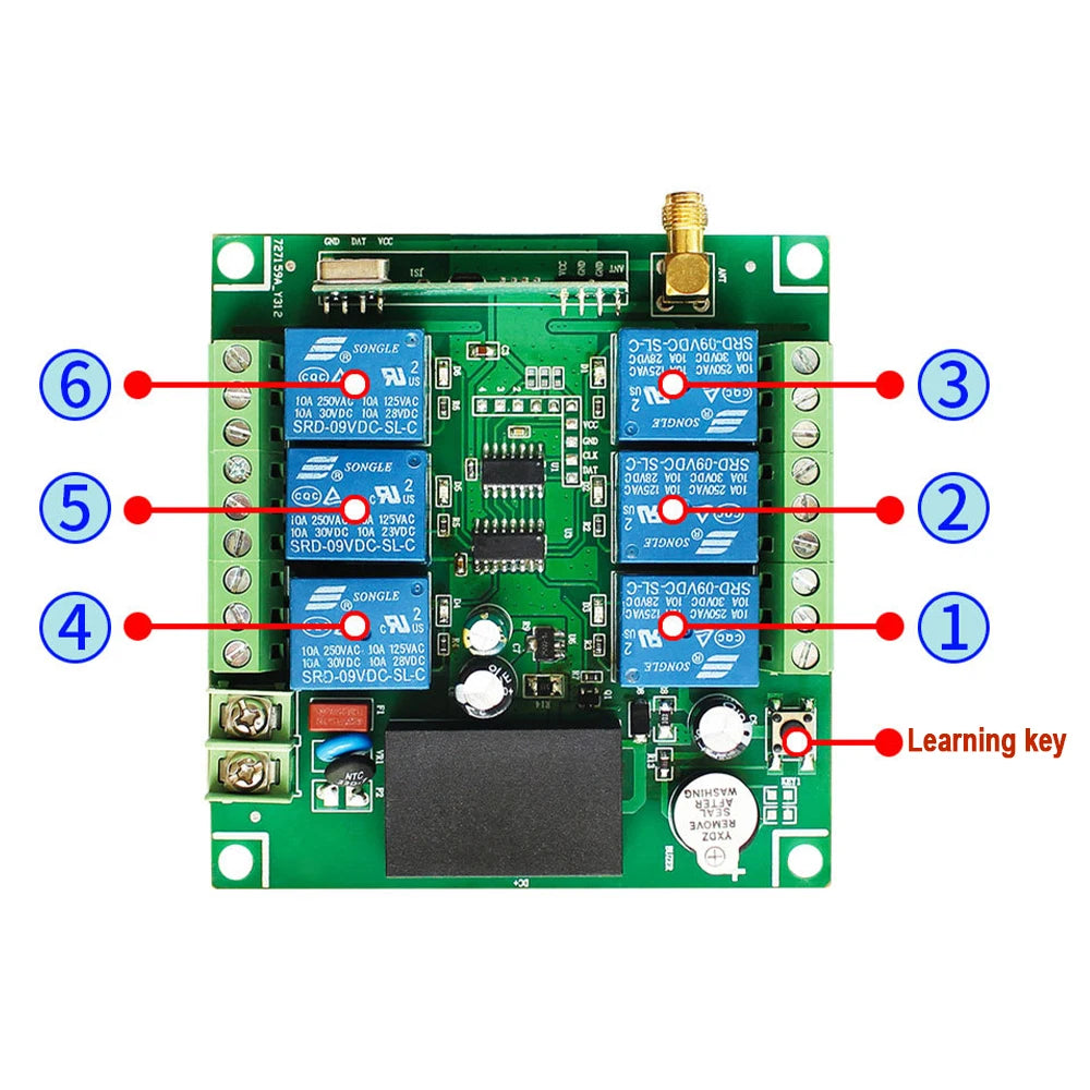 6/8CH Wireless Remote Control Switch AC 220V 100V-265V 10A Relay 6/8 Channels 433MHz Industrial Controller Receiver Transmitter