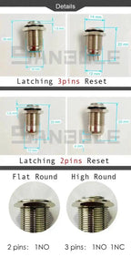 5pcs 12mm Metal Push Button Switch Self-locking Latching/Momentary Reset Waterproof High/Flat Round 2/3 pins Nickel plated brass