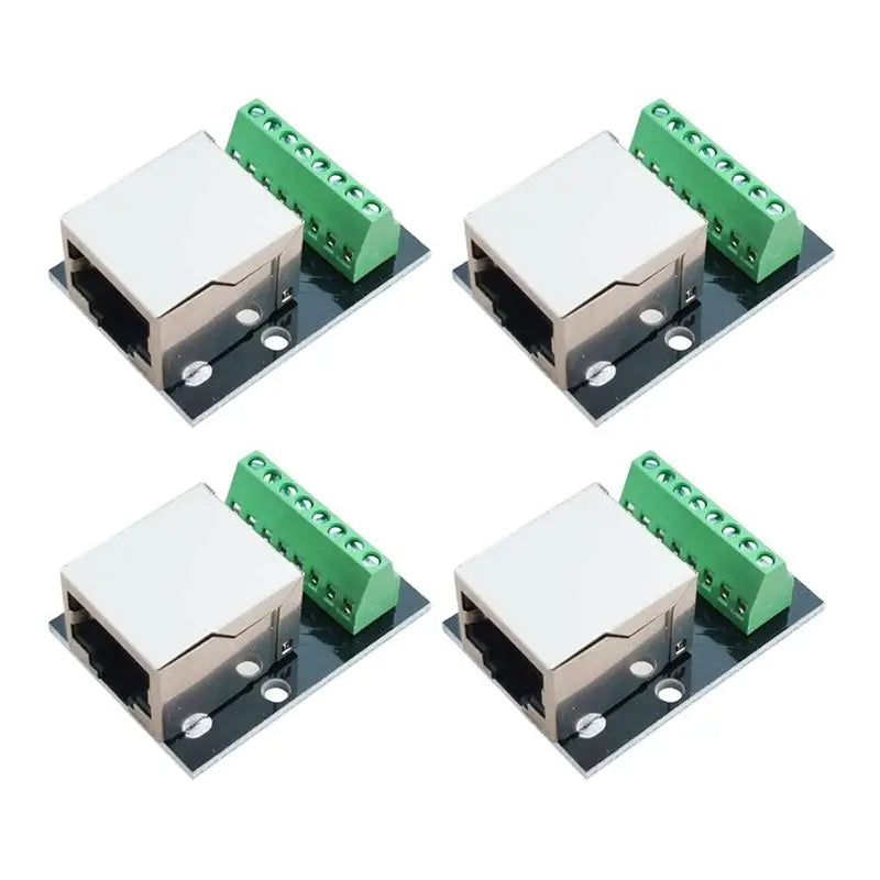 Well Made-4PCS RJ45 Ethernet Female Socket Connector Breakout Board,2.54Mm Connector Board Shielded Network Adapter Terminal